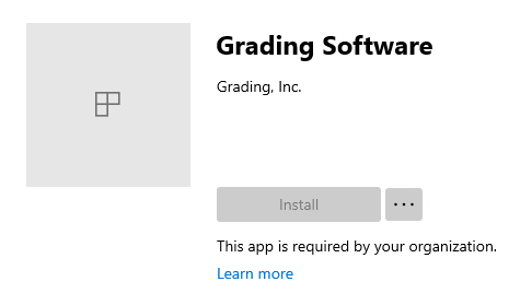 Image shows the details of the Grading Software application in the Company Portal.