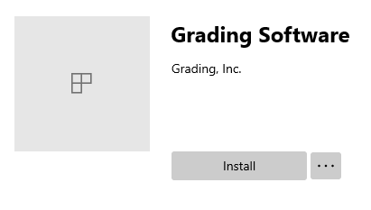 Similar image showing the details of the Grading Software application.  The difference being there is no text indicating that the application is required by the organization.